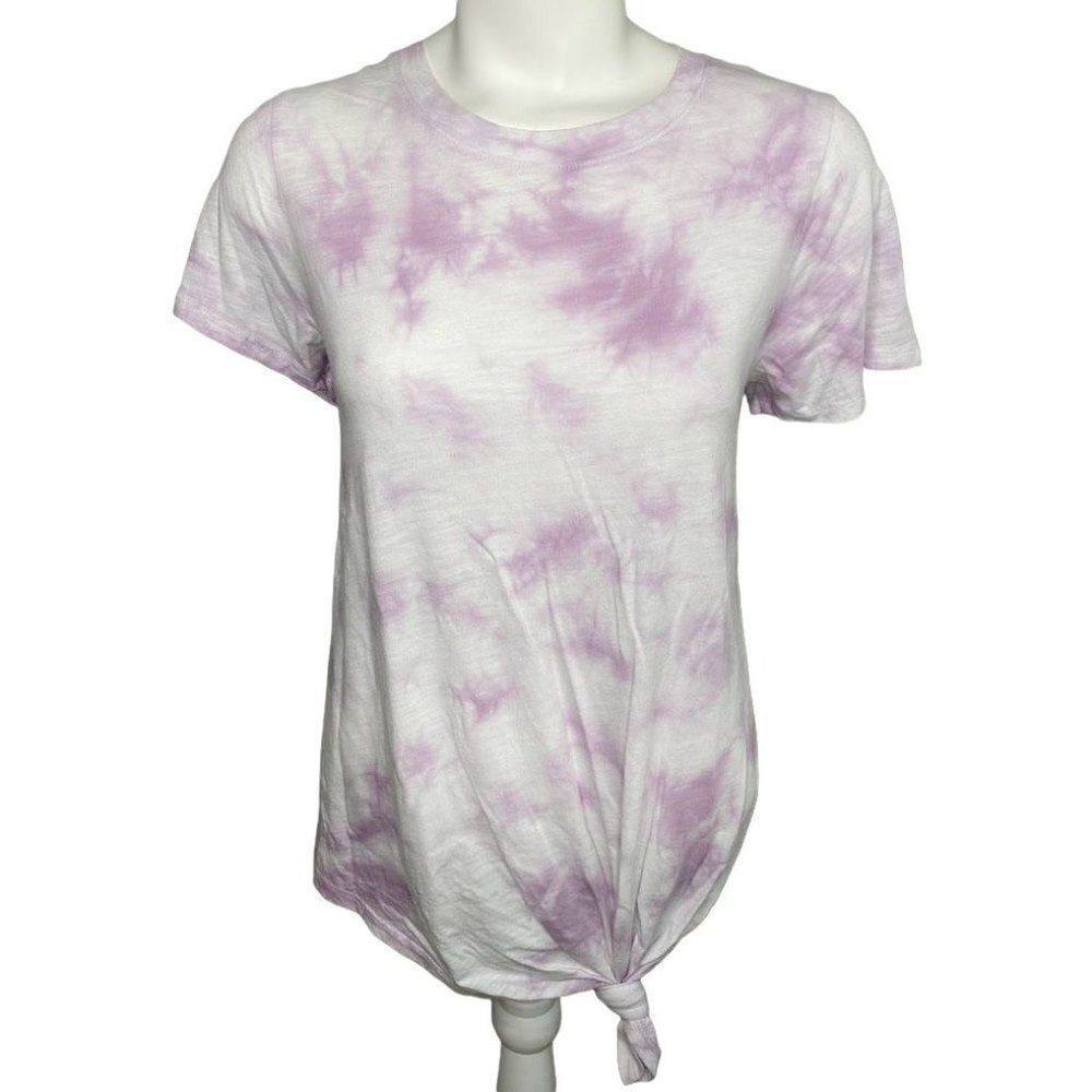 Sanctuary Tie-Front Shirt Top Women's SMALL Purple White‎ Tie-Dye Short-Sleeve